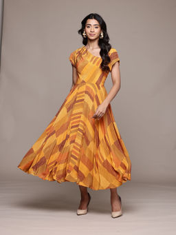 Ritu Kumar - Rust Bauhaus Print Long Dress