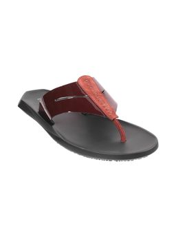Mochi - Mens Wine Leather Solid-plain Sliders
