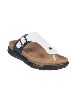 Mochi - Mens White-Blue Flat ChappalsMochi Mens White Synthetic Solid-plain Sandals