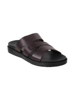 Metro - Mens Brown Flat ChappalsMetro Mens Brown Synthetic Textured Sandals