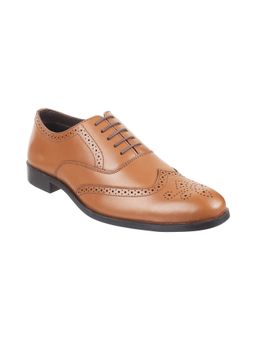 Mochi - Mens Tan Lace-Ups ShoesMochi Mens Tan Leather Self Design Brogues