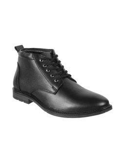 Metro - Mens Black Boots Metro Mens Black Leather Solid-plain Boots