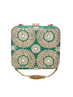The Purple Sack - Green Embellished Clutch