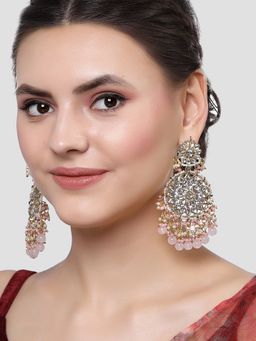 Karatcart - Gold Plated Pink Handcrafted Kundan Dangler Earrings for Women