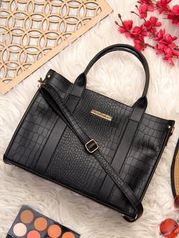 Legal Bribe - Black Front Strap Crock Handbag (Set of 2)