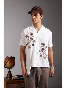 Eszett - Men White Floral Casual Shirt