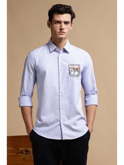Eszett - Men Blue Embroidered Full Sleeves Casual Shirt