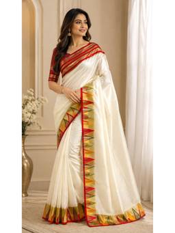 Kalakriti By Rachna - Off White Tussar Silk Saree