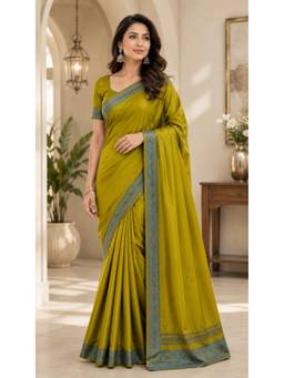 Kalakriti By Rachna - Olive Murshidabad Silk Saree