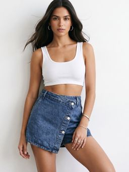 Outzidr - Blue Wrap Buttoned Shorts