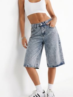 Outzidr - Women Light Blue Studded Bermuda Shorts