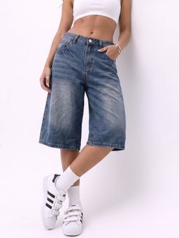 Outzidr - Blue Faded Bermuda Shorts