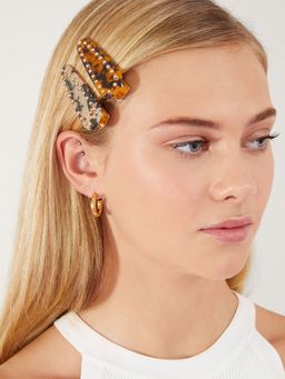 Accessorize London - Tortoiseshell Stud Hair Clips Set Of 2