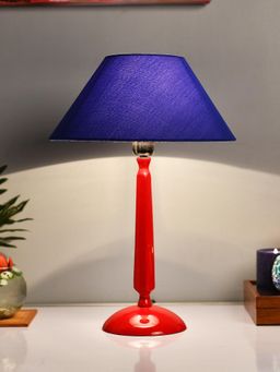 Homesake - Glossy Red Cubist Table Lamp Blue Shade