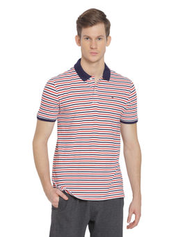 AM SWAN - Mens Stripes Multicolored Aura Polo T-shirt