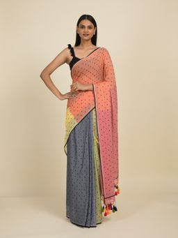 Suta - Multi-Color Polka Doted Cotton Saree