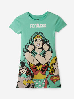 The Souled Store - Official DC Supergirls Girls Cotton Dress-Green