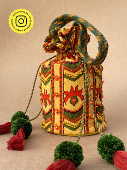 Baise Gaba - Yellow Potli Baise Gaba Yellow Embroidered Potli