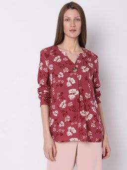 VERO MODA - Women Floral Print Red Top