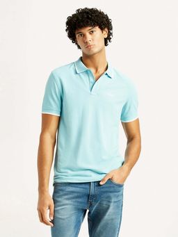 Levi's - Men's Blue Solid Slim Fit Polo T-shirt