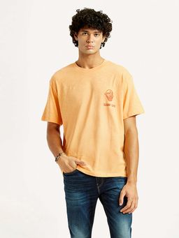 Levi's - Men's Orange Printed Loose Fit T-shirt