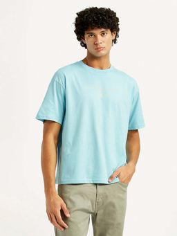 Levi's - Men's Blue Typographic Print Loose Fit T-shirt