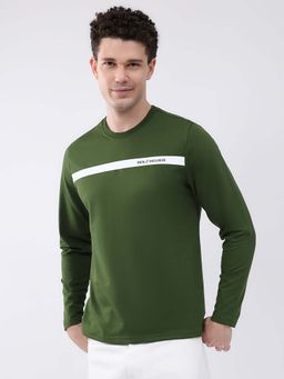 Rock.it - Men's Green Solid Round Neck Full Sleeve T-shirt