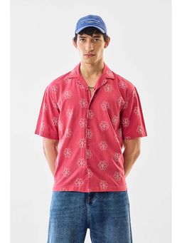 Snitch - Pink Embroidery Half Sleeves Regular Casual Shirt