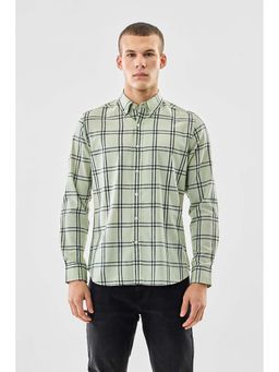 Snitch - Sage Green Checks Full Sleeves Slim Casual Shirt