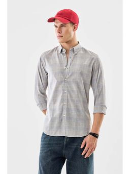 Snitch - Grey Checks Full Sleeves Slim Casual Shirt