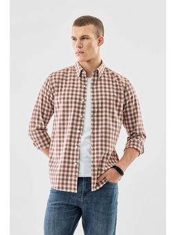 Snitch - Brown Checks Full Sleeves Slim Casual Shirt