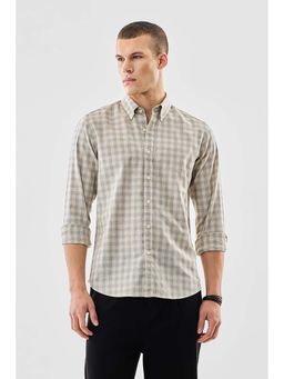 Snitch - Light Grey Checks Full Sleeves Slim Casual Shirt