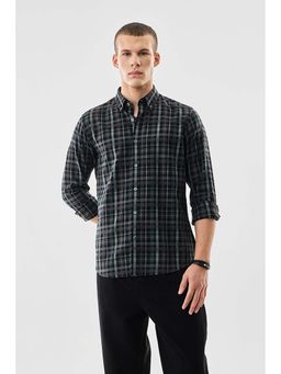 Snitch - Dark Green Checks Full Sleeves Slim Casual Shirt
