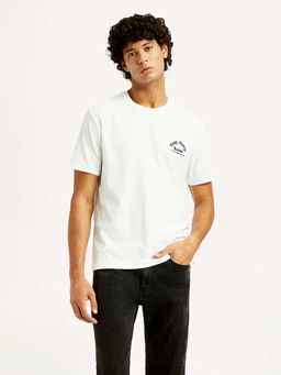 Levi's - Men's White Graphic Print Round Neck T-shirt
