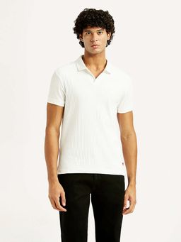 Levi's - Men's White Textured Slim Fit Polo T-shirt