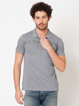 ROOKIES - Grey Classic Pique Solid Half Sleeve Polo T-shirt