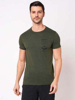 ROOKIES - Men's Green Casual Round Neck Full Sleeve Solid T-shirt