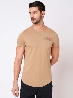 ROOKIES - Men's Khaki Casual Round Neck Full Sleeve Solid T-shirt