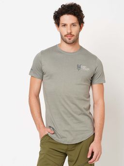 ROOKIES - Men's Grey Casual Round Neck Full Sleeve Solid T-shirt