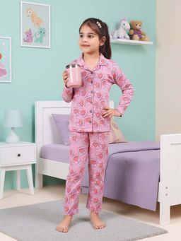 CASA DE NEENEE - Pink Sweet Hearts Range Full Sleeves Shirt and Pyjama Set for Girls