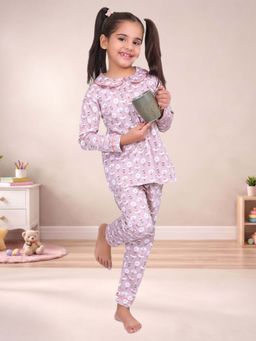 CASA DE NEENEE - Purple Blossom Range Full Sleeves Shirt and Pyjama Set for Girls