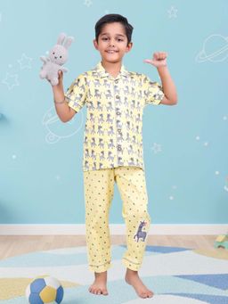 CASA DE NEENEE - Yellow Stripe Dreams Range Half Sleeves Shirt and Pyjama Set for Boys