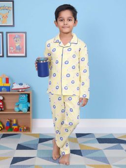 CASA DE NEENEE - Yellow Little Simba Range Full Sleeves Shirt and Pyjama Set for Boys