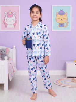 CASA DE NEENEE - Multi Color Tropical Crew Range Full Sleeves Shirt and Pyjama Set for Girls