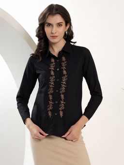 JUSTIN WHYTE - Embroidered Black Top