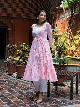 WEAVLLITE - Women'S Pink Pure Cotton Printed Kurta (Set of 3)