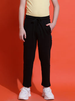 Lil Tomatoes - Boys Black Solid Cotton Looper Trackpant