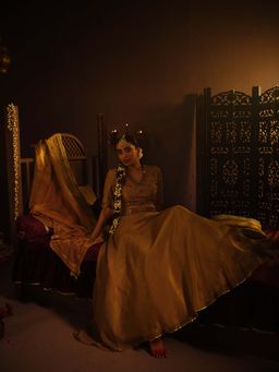 The Clothing Therapy - Brown Lehenga with Blouse and Dupatta (Set of 3)