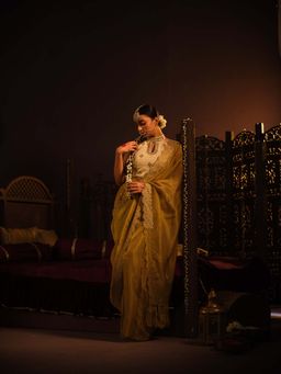 The Clothing Therapy - Green Palazzo with Attached Draped and Bustier (Set of 2)