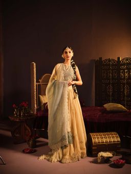 The Clothing Therapy - Powder Blue Lehenga with Blouse and Dupatta (Set of 3)